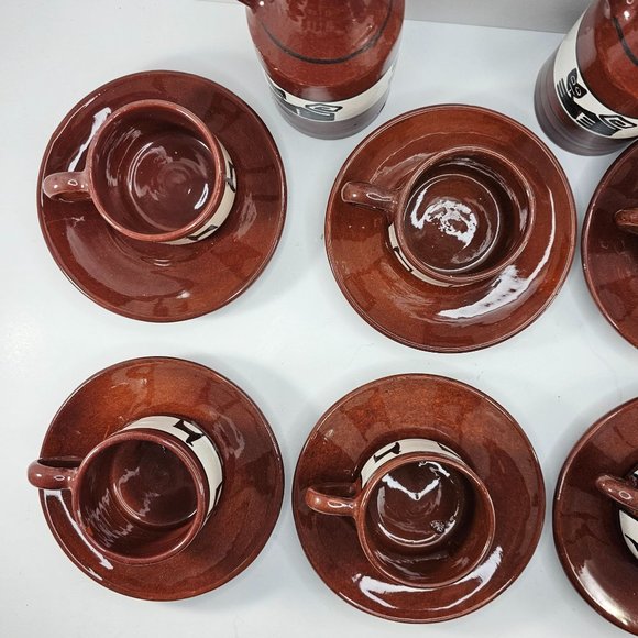 Los Reyes Lima Peru Art Pottery Cup Saucer Pitcher Llama Alpaca Ca Hand Painted - Picture 8 of 16